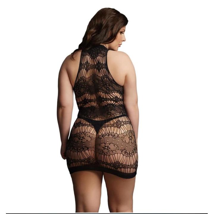 Seksowna mini sukienka siateczkowa w kolorze czarnym XL-4XL