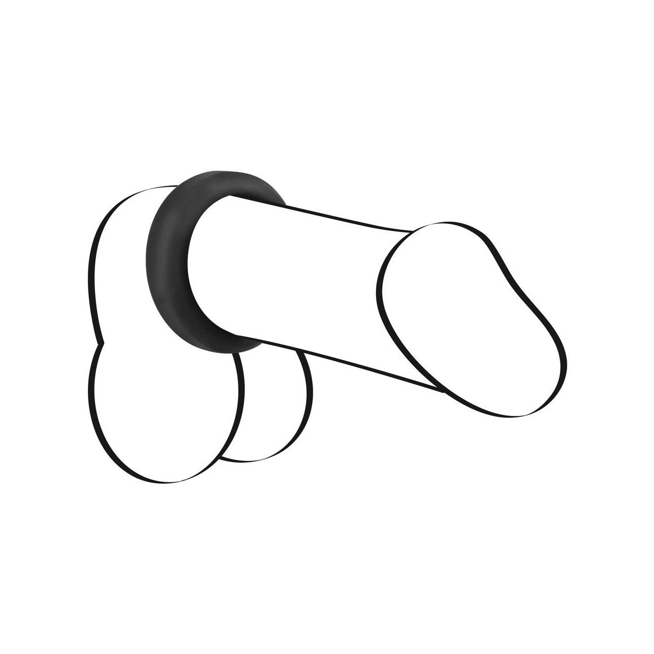 Czarny silikonowy pierścień erekcyjny - 3,8cm