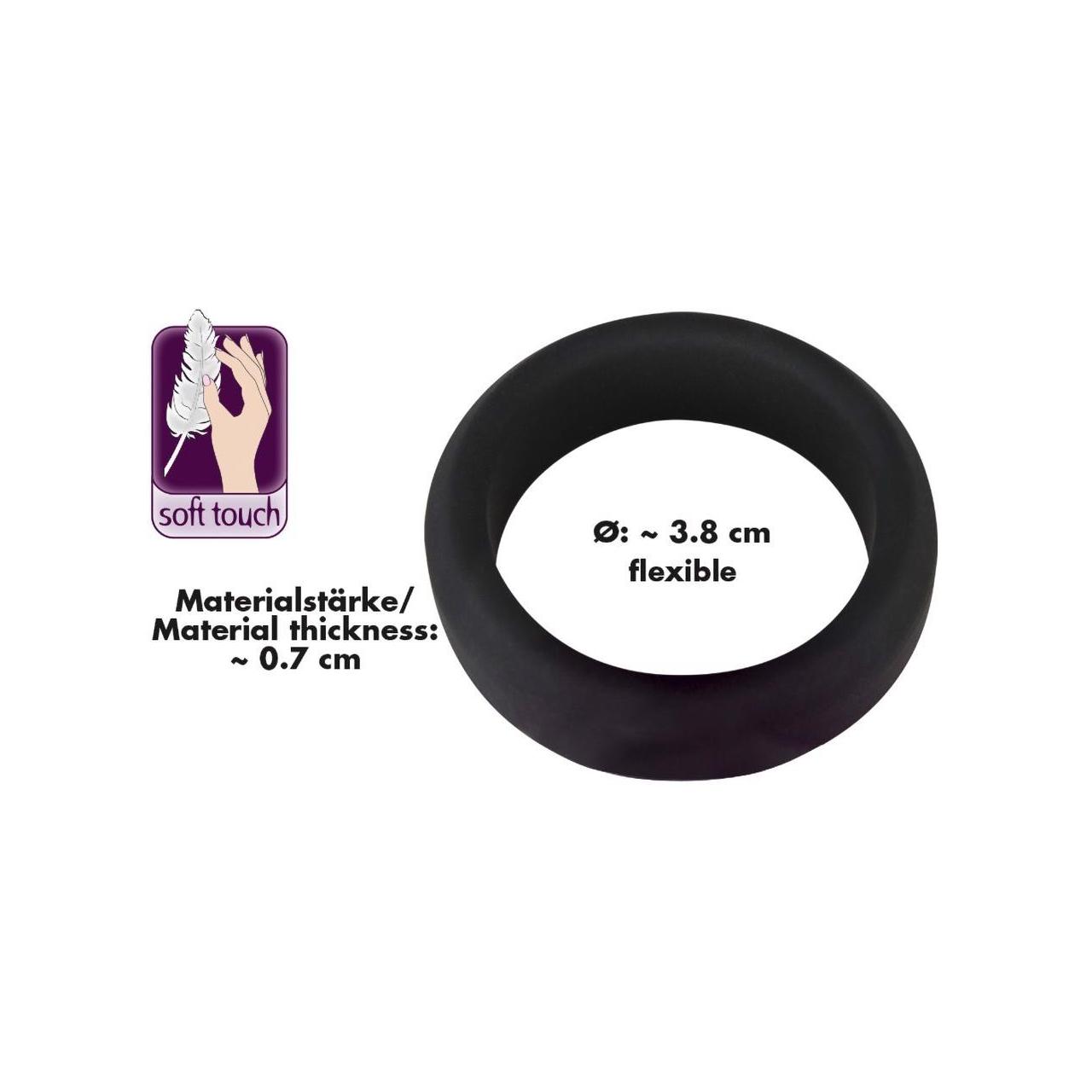 Czarny silikonowy pierścień erekcyjny - 3,8cm