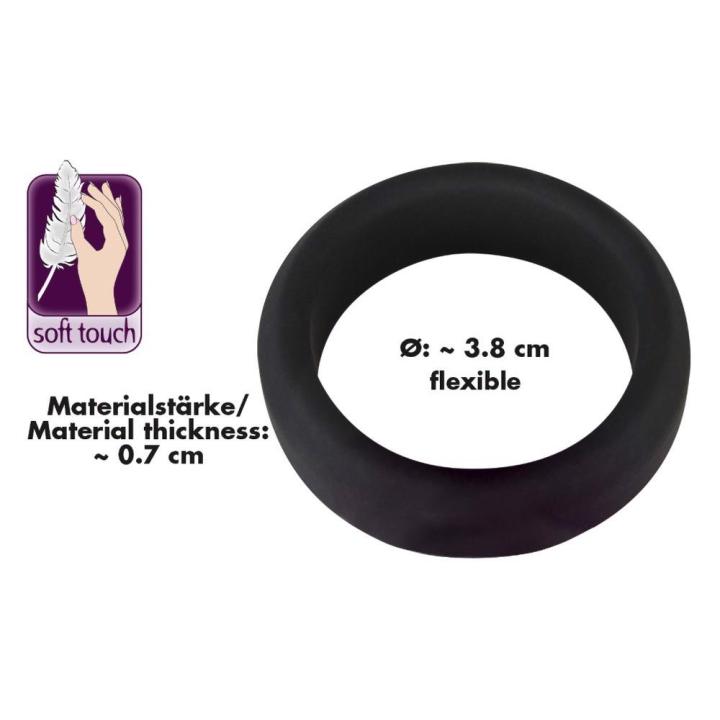 Czarny silikonowy pierścień erekcyjny - 3,8cm