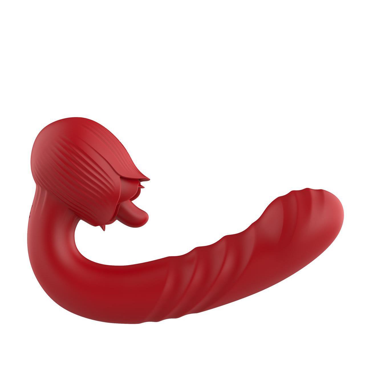 Innowacyjny wibrator 2w1 z ruchem posuwistym i ruchomym języczkiem