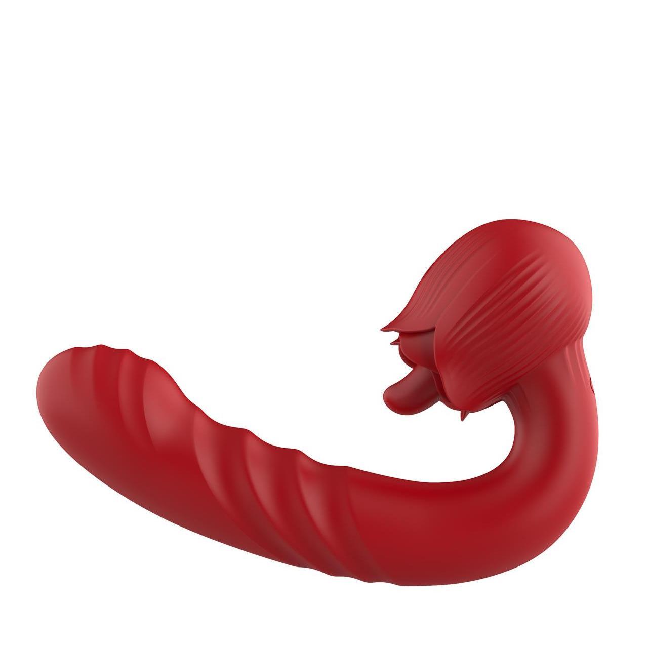 Innowacyjny wibrator 2w1 z ruchem posuwistym i ruchomym języczkiem