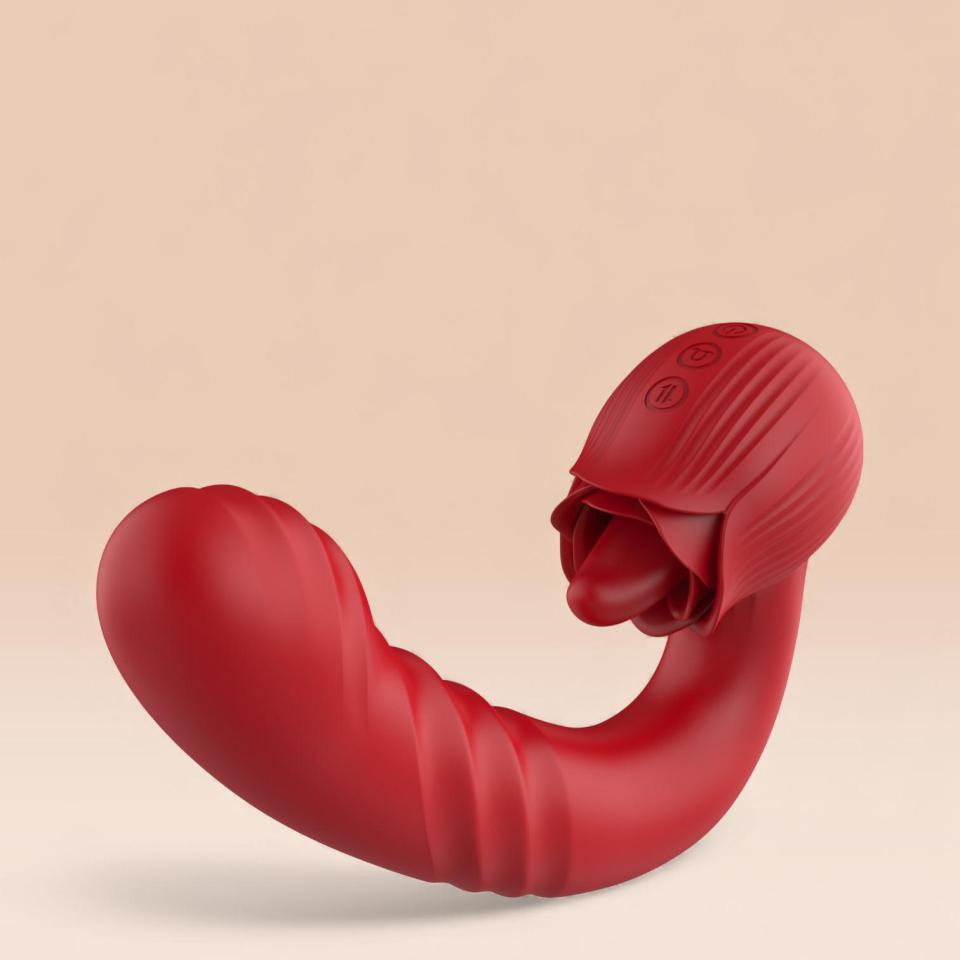 Innowacyjny wibrator 2w1 z ruchem posuwistym i ruchomym języczkiem