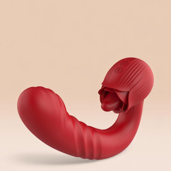 Innowacyjny wibrator 2w1 z ruchem posuwistym i ruchomym języczkiem