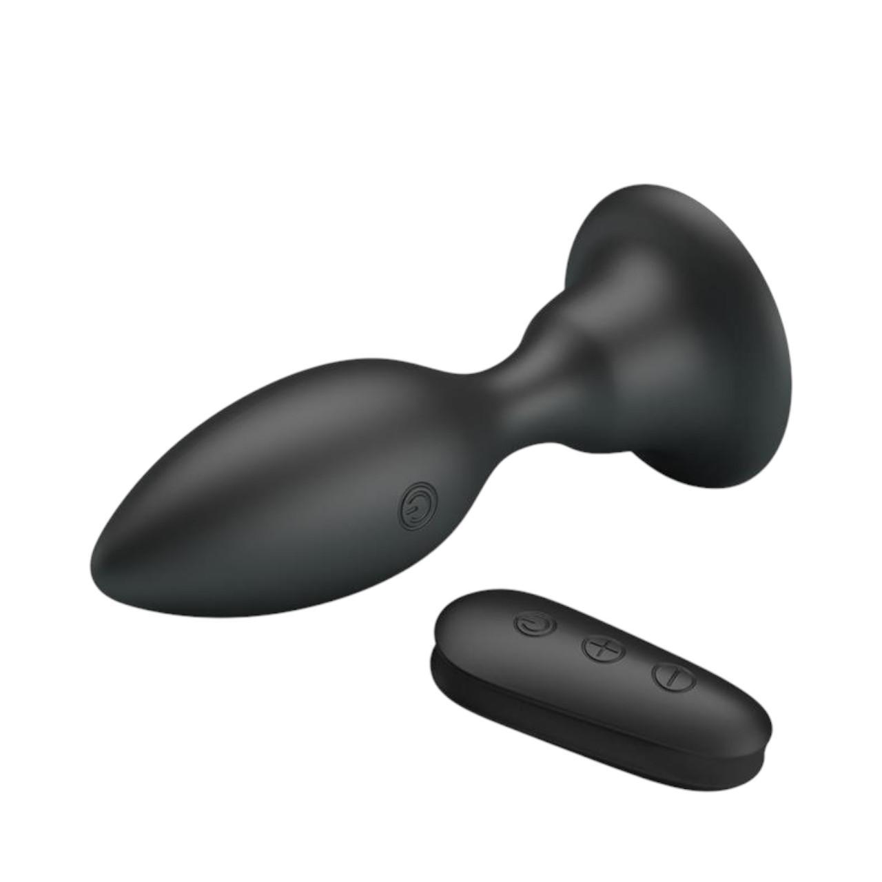 Elegancki, wibrujący korek analny z przyssawką analna ze zdalnym sterowaniem - 12 trybów wibracyjnych