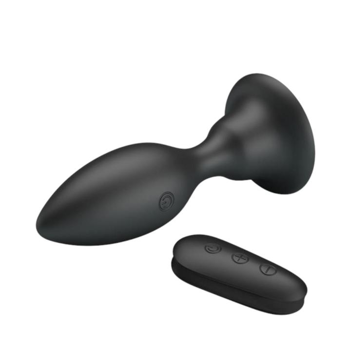 Elegancki, wibrujący korek analny z przyssawką analna ze zdalnym sterowaniem - 12 trybów wibracyjnych