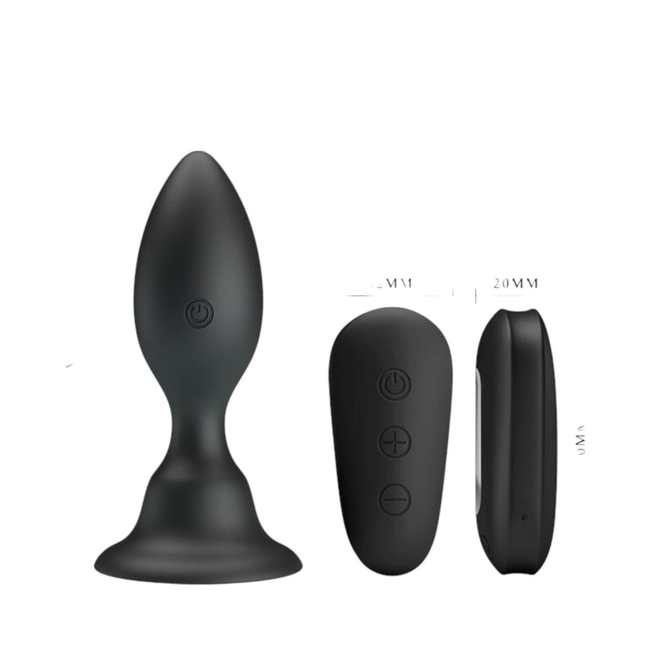 Elegancki, wibrujący korek analny z przyssawką analna ze zdalnym sterowaniem - 12 trybów wibracyjnych