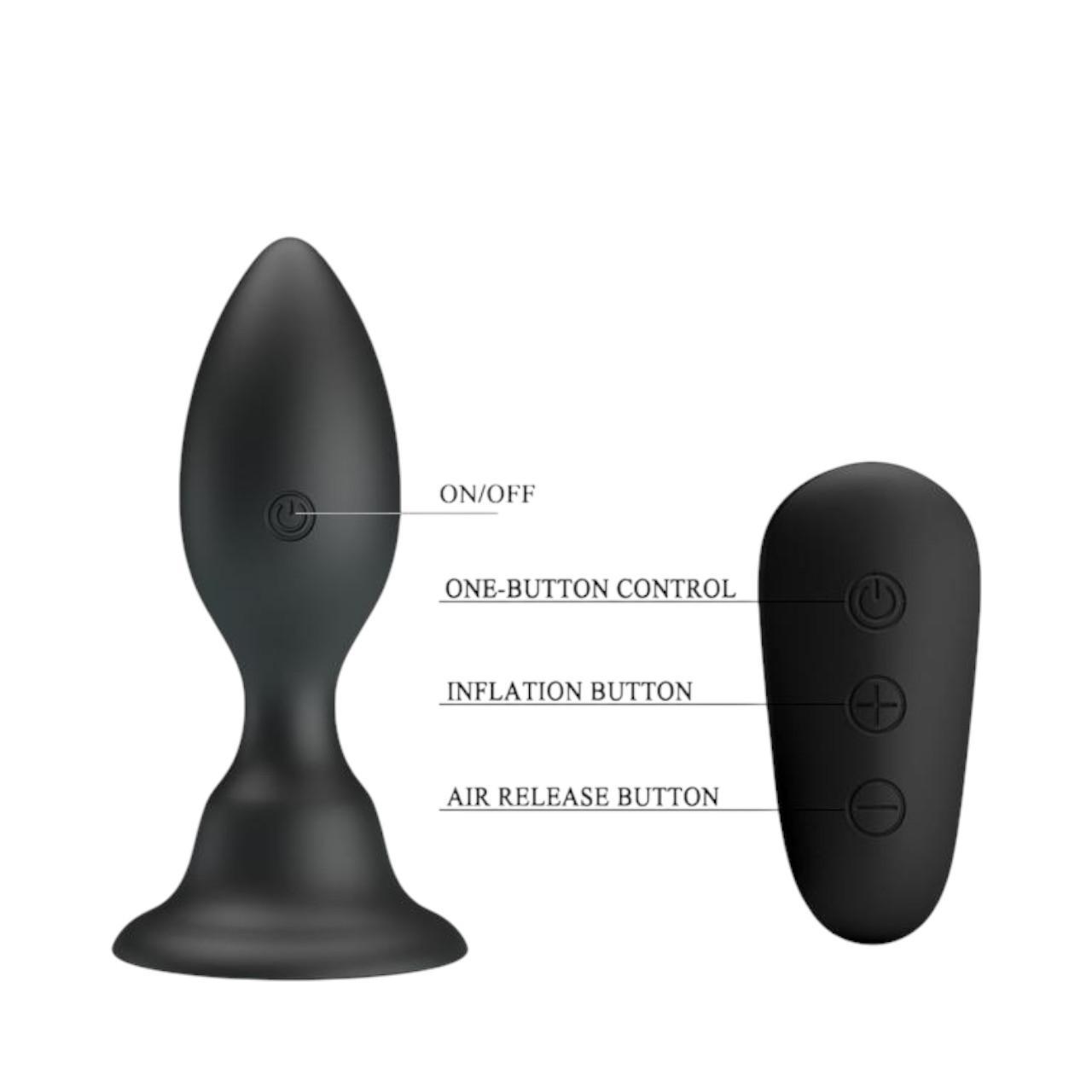 Elegancki, wibrujący korek analny z przyssawką analna ze zdalnym sterowaniem - 12 trybów wibracyjnych