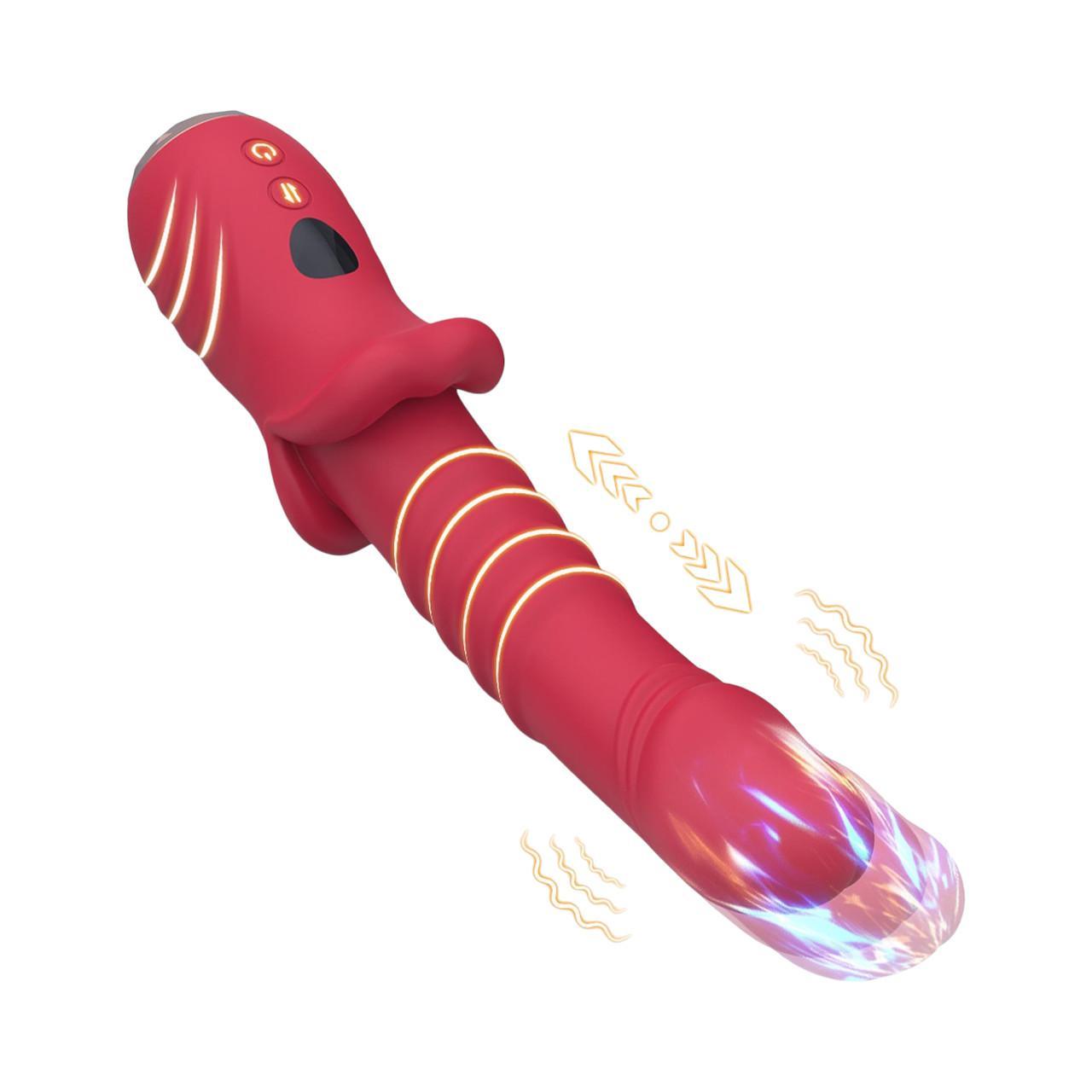Silikonowy, wodoodporny wibrator z ruchem posuwistym