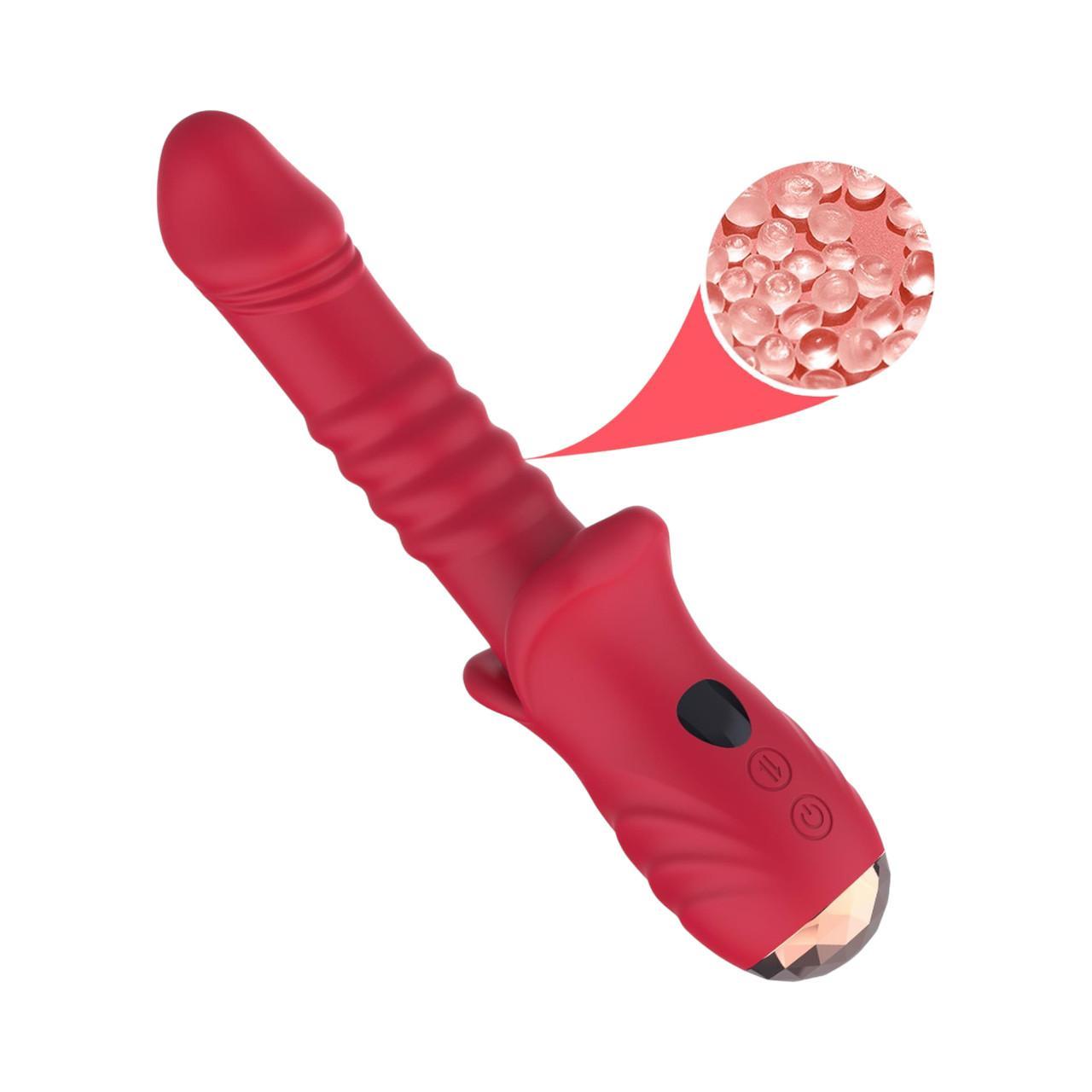 Silikonowy, wodoodporny wibrator z ruchem posuwistym