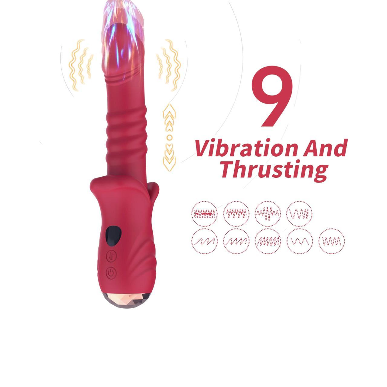 Silikonowy, wodoodporny wibrator z ruchem posuwistym