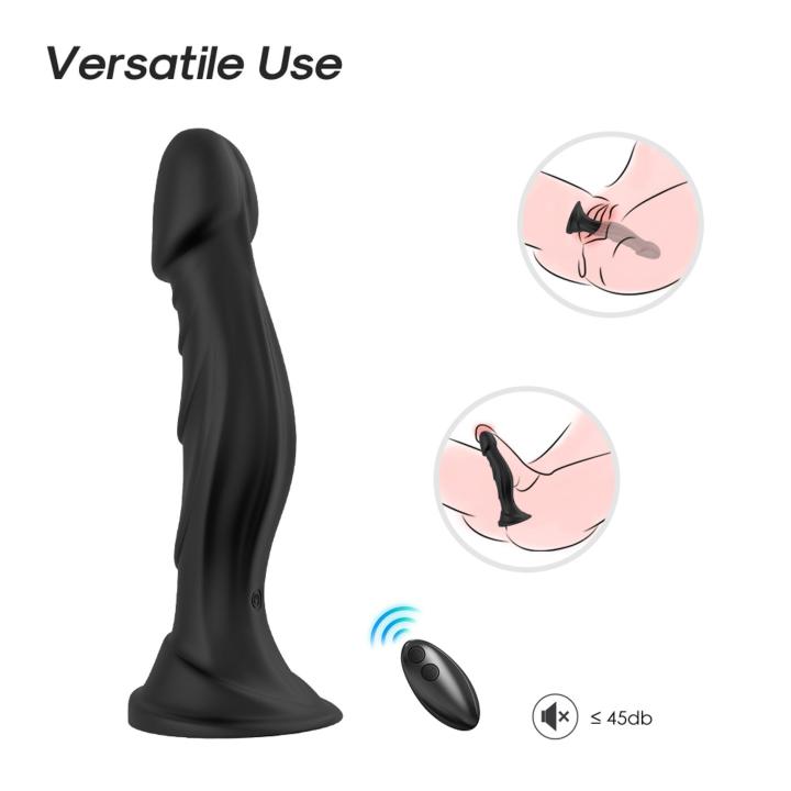 Wodoodporne, ciche dildo z przyssawką sterowane pilotem- 9 funkcji wibracji