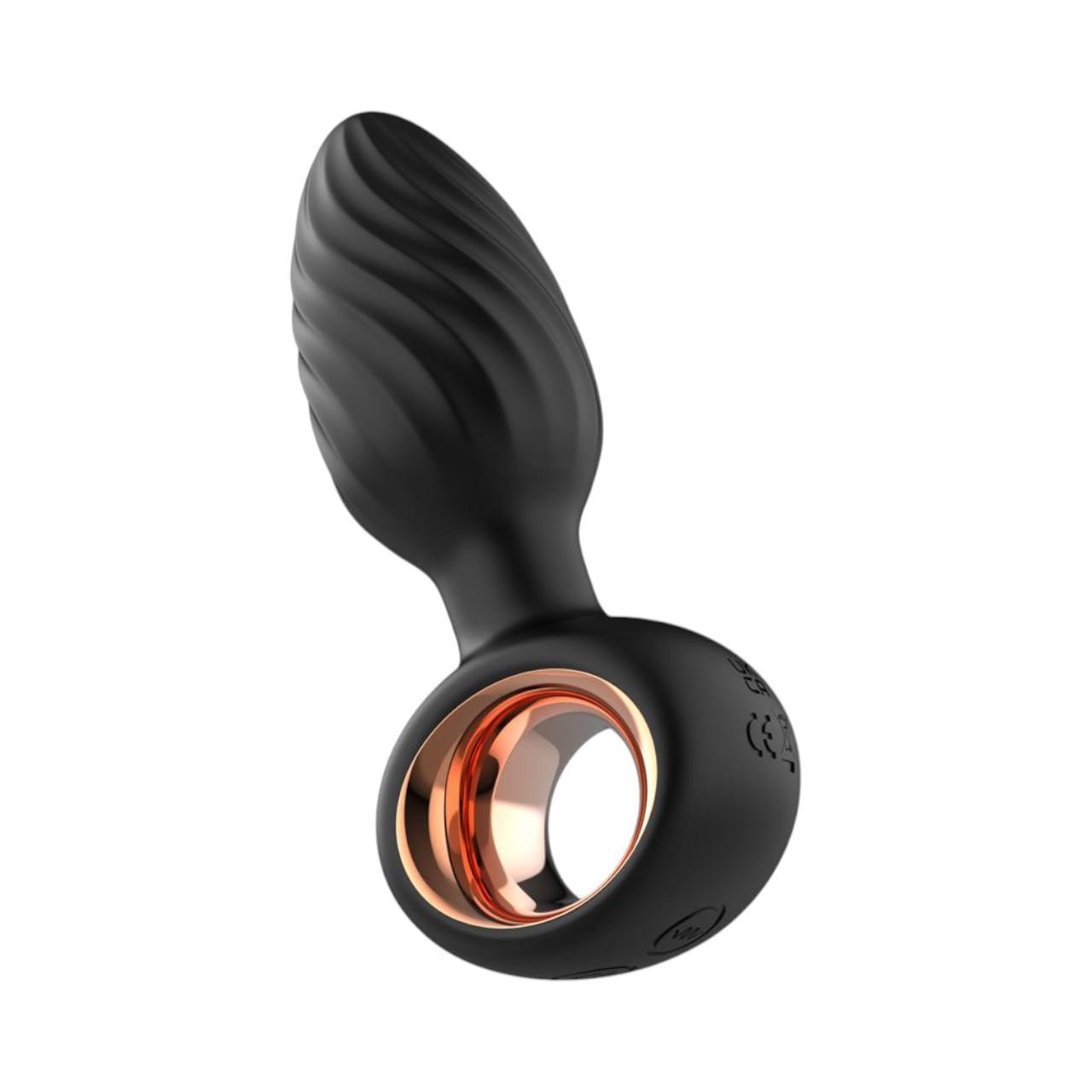 Silikonowy wibrujący korek analny z funkcją rotacji- 3,5cm