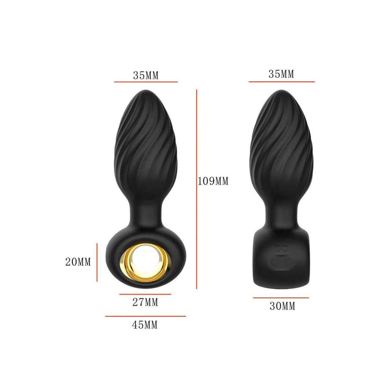 Silikonowy wibryjacy korek analny z funkcją rotacji- 3,5cm