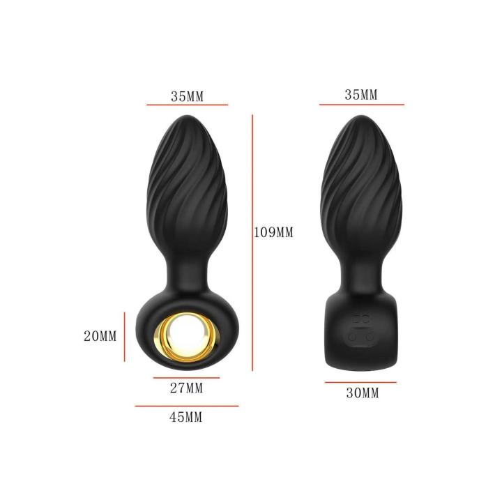 Silikonowy wibrujący korek analny z funkcją rotacji- 3,5cm