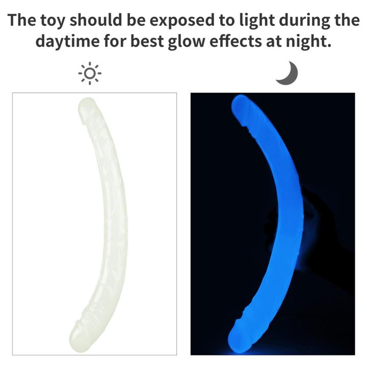 Dwustronne dildo świecące w ciemości- 37cm