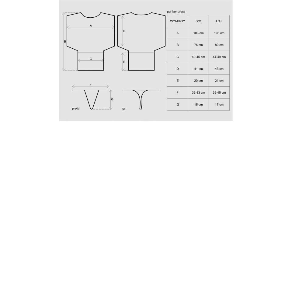 Seksowny czarny komplet - sukienka Obsessive Punker + stringi