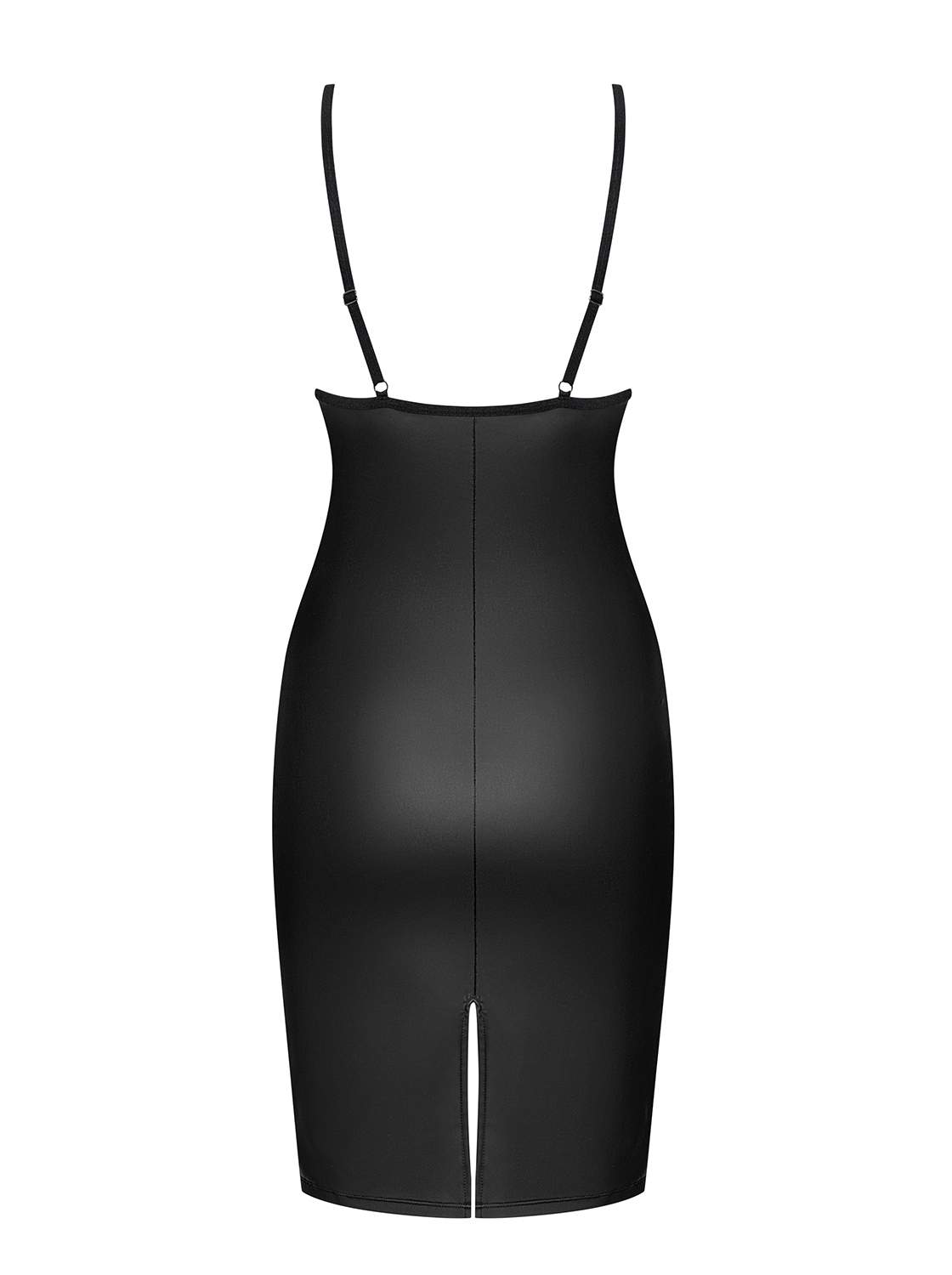 Czarna sukienka Obsessive Redella sznurowana z przodu w komplecie ze stringami