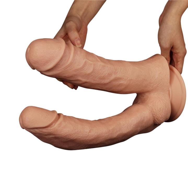 Realistyczne, dwustronne dildo King Size 2w1 z przyssawką- 30,5cm