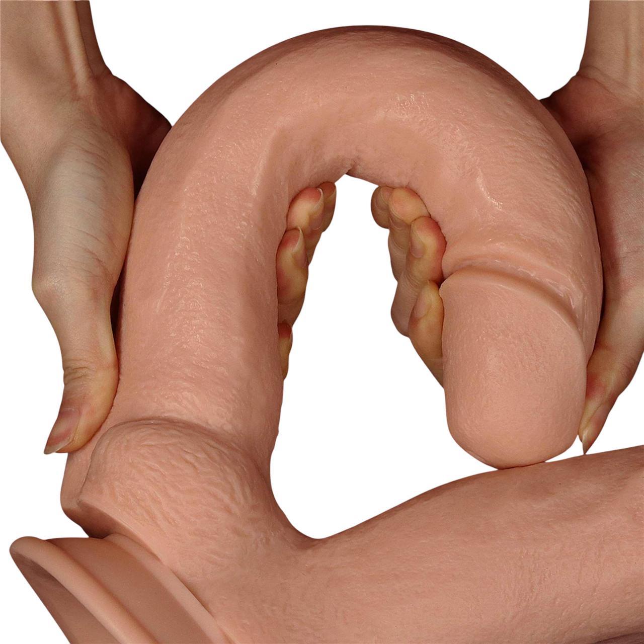 Realistyczne, dwustronne dildo King Size 2w1 z przyssawką- 30,5cm