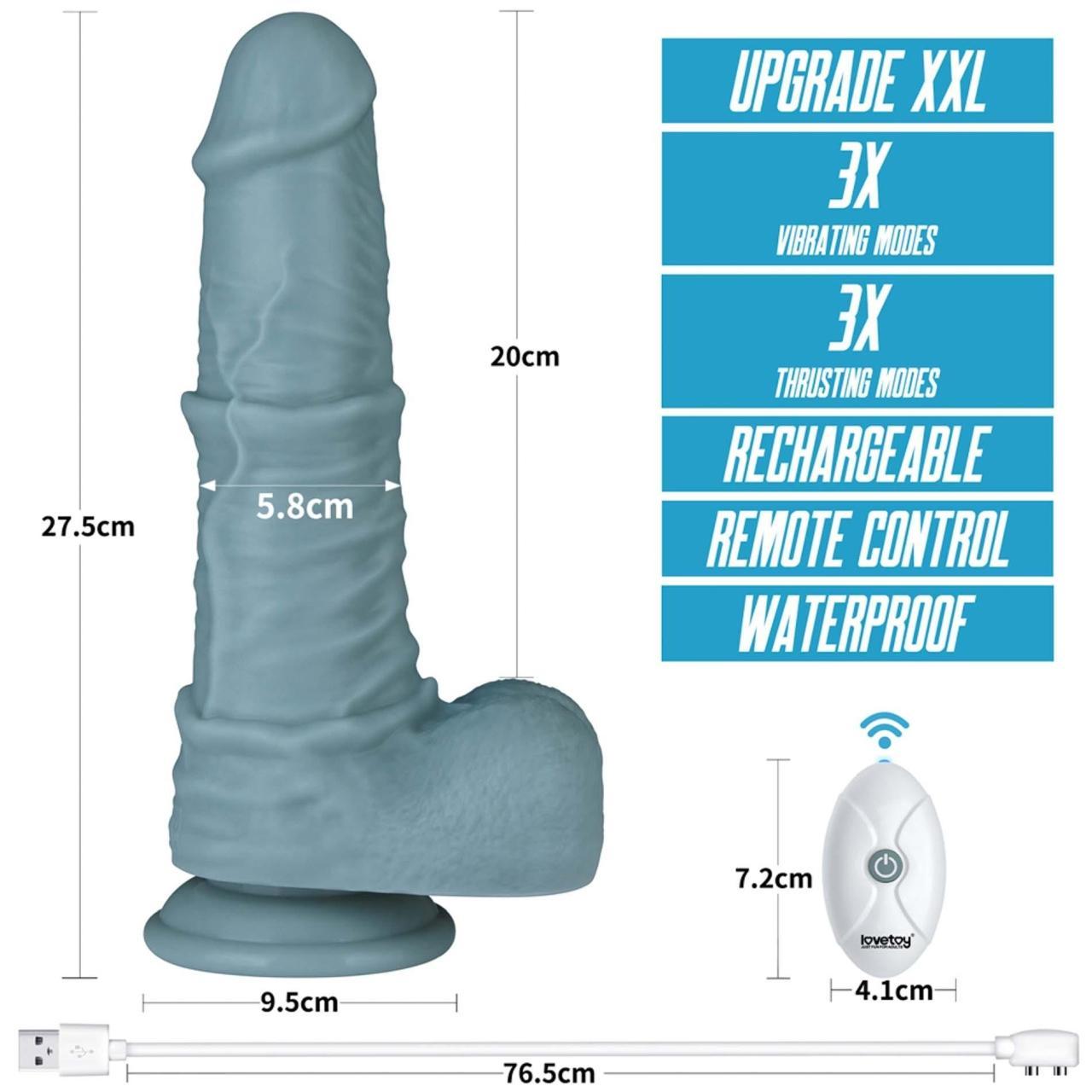 Duże realistyczne dildo z 3 trybami wibracji i ruchem posuwisto-zwrotnym - 28cm sterowany pilotem