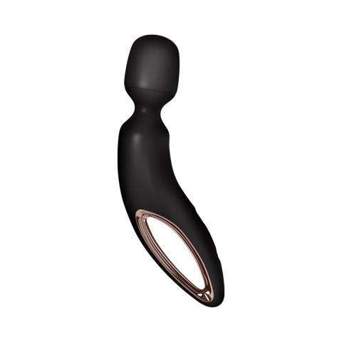 Elegancki czarny masażer różdżka w rozmiarz XXL- 50 kombinacji wibracji Satisfyer Wand-erland