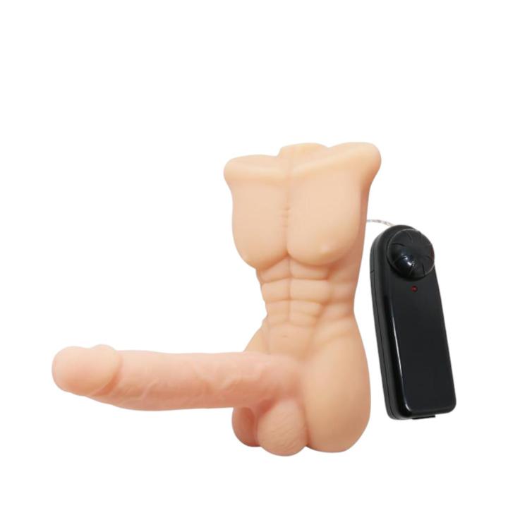 Wibrującym realistyczny penisem z meskim torsem - zdalne sterowanie