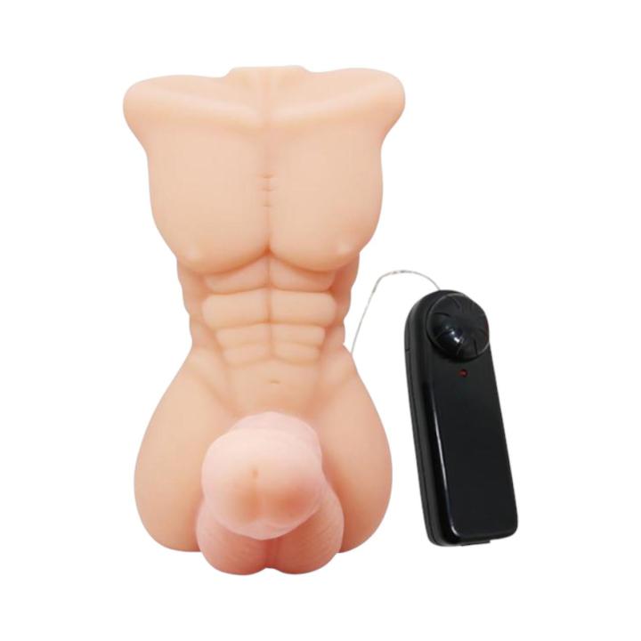 Wibrującym realistyczny penisem z meskim torsem - zdalne sterowanie