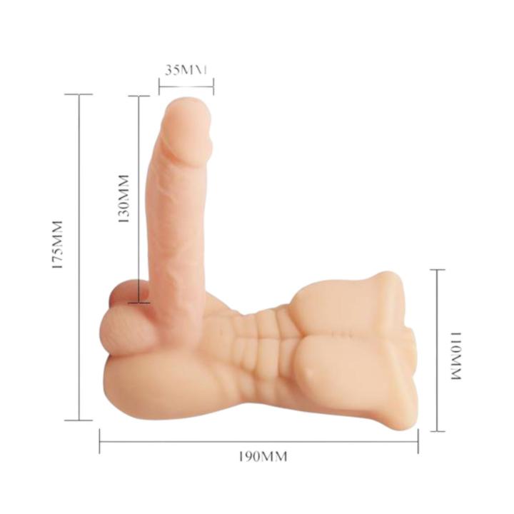 Wibrującym realistyczny penisem z meskim torsem - zdalne sterowanie