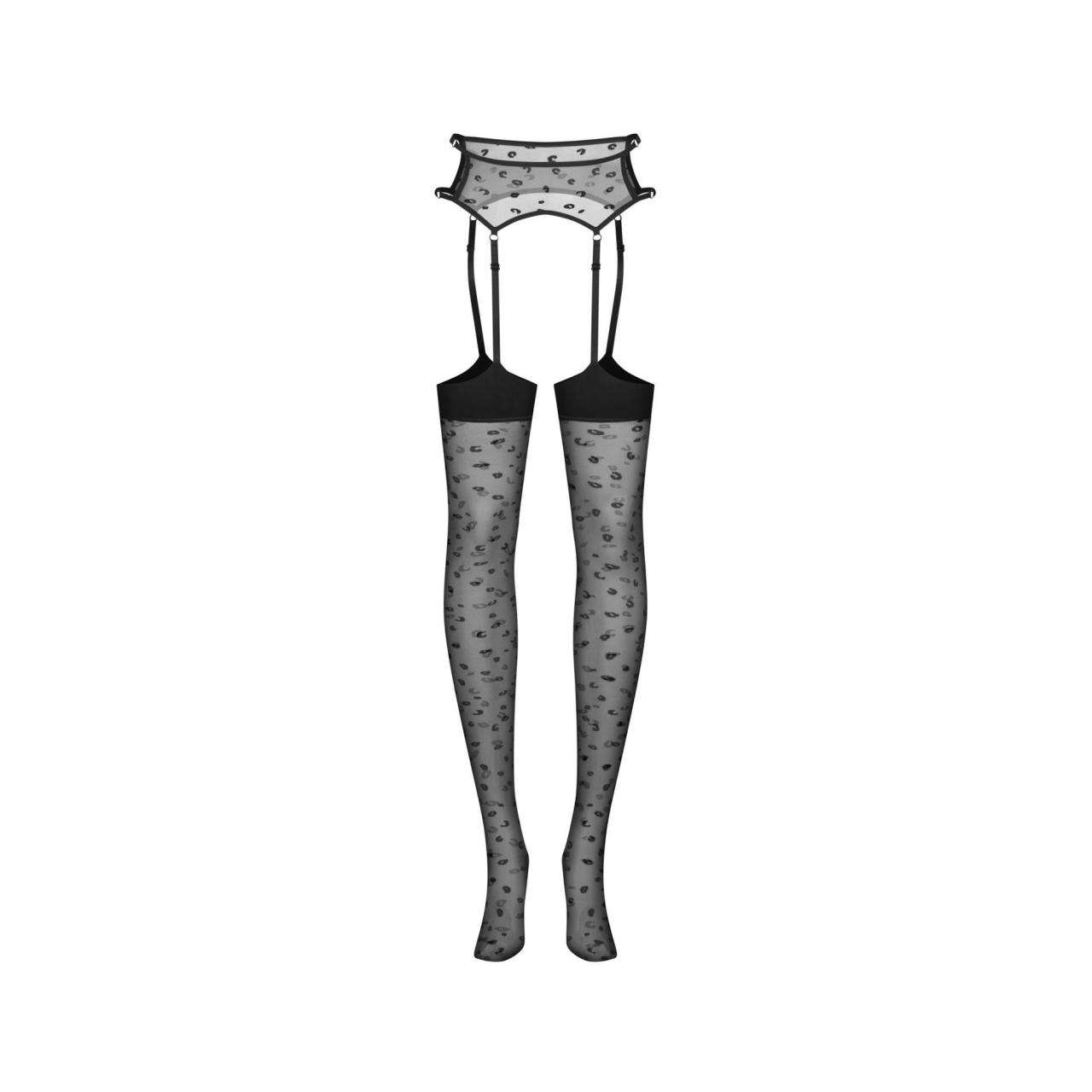 Czarne pończochy z wbudowanym pasem Obsessive Isinne