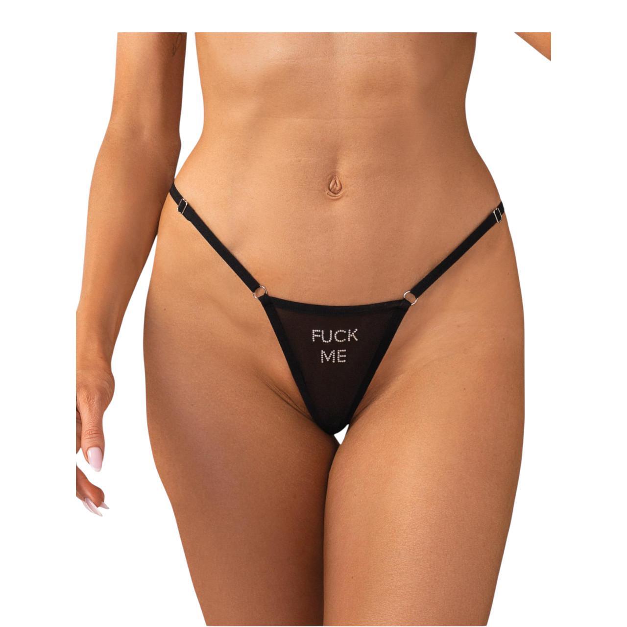 Stringi z transparentnej siateczki z napisem z cyrkonii Obsessive Violami