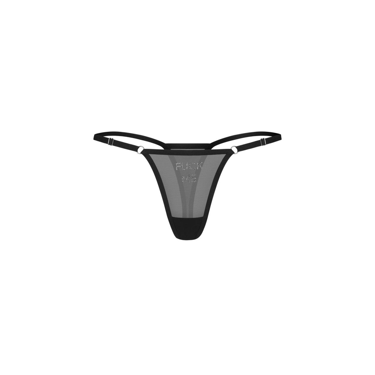 Stringi z transparentnej siateczki z napisem z cyrkonii Obsessive Violami