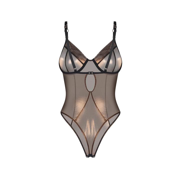 Otwarte body z połyskującego materiału Obsessive Soranna