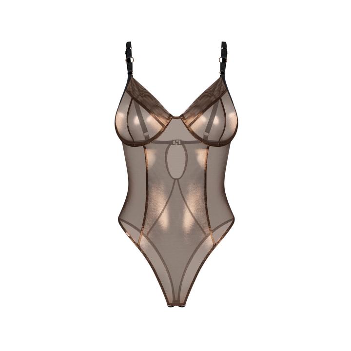 Otwarte body z połyskującego materiału Obsessive Soranna