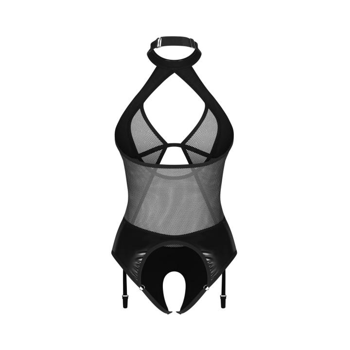 Kuszące czarne otwarte body Dominna Obsessive