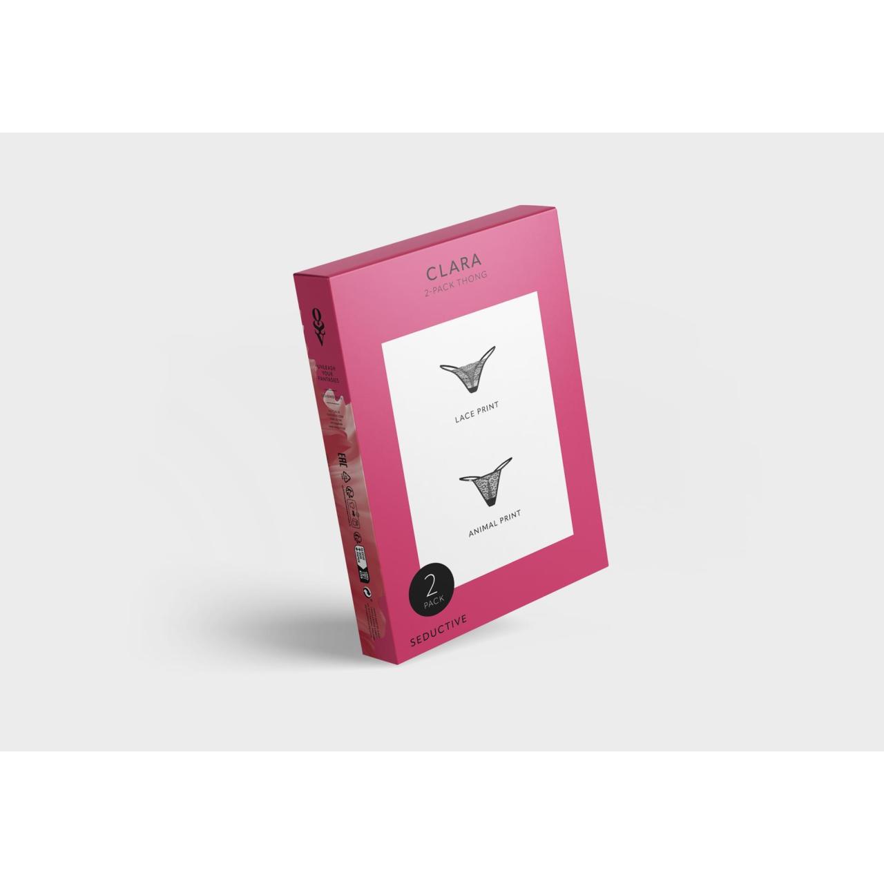 Czarne stringi 2-pak o minimalistycznym kroju Clara Obsessive