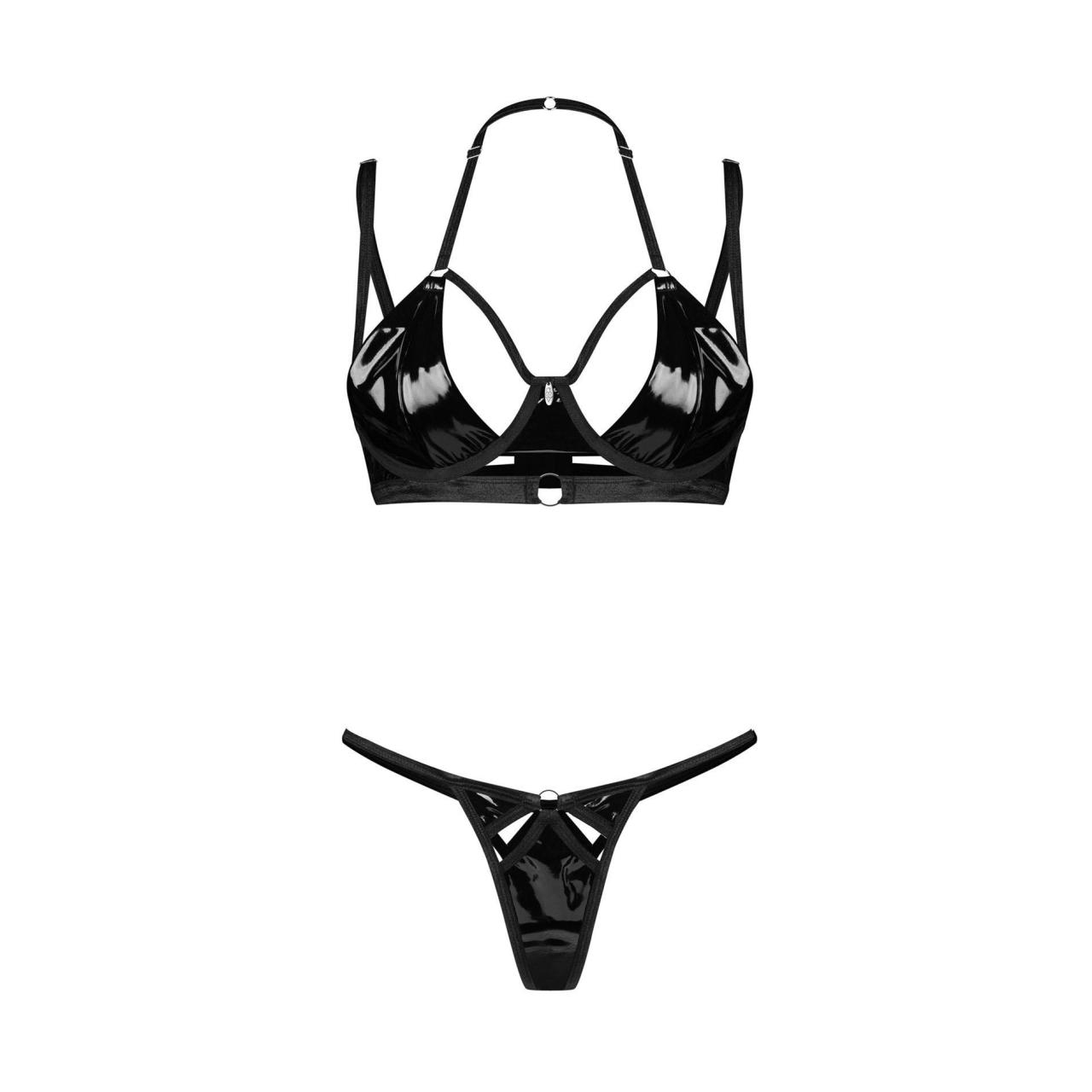 Odważny czarny komplet 2-częściowy z połyskiem Keira Lise Obsessive