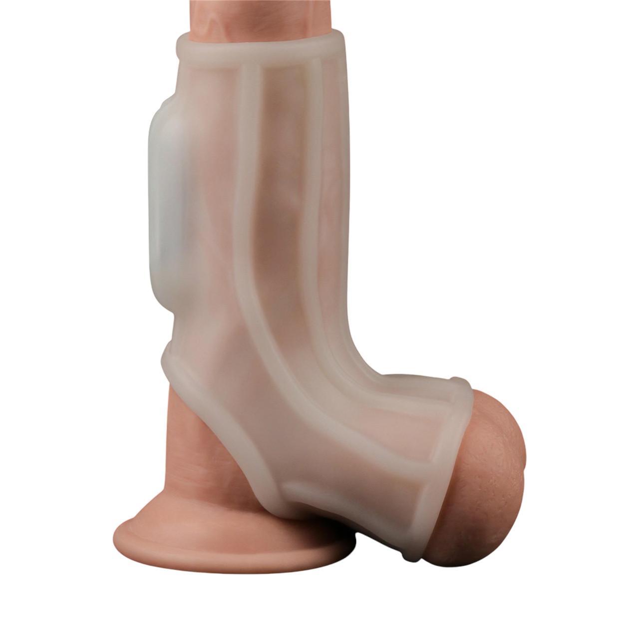 Wibrująca silikonowa nakładka na penisa- wydłuża erekcję i zwiększa obwód