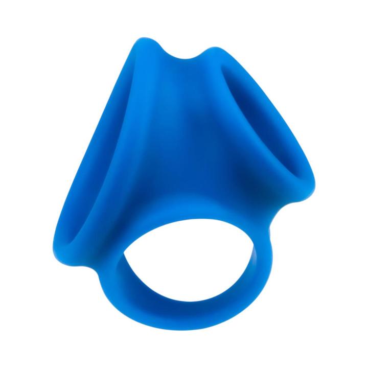 Pierścień erekcyjny wykonany z silikonu- trzy otwory dla stymulacji członka i jąder