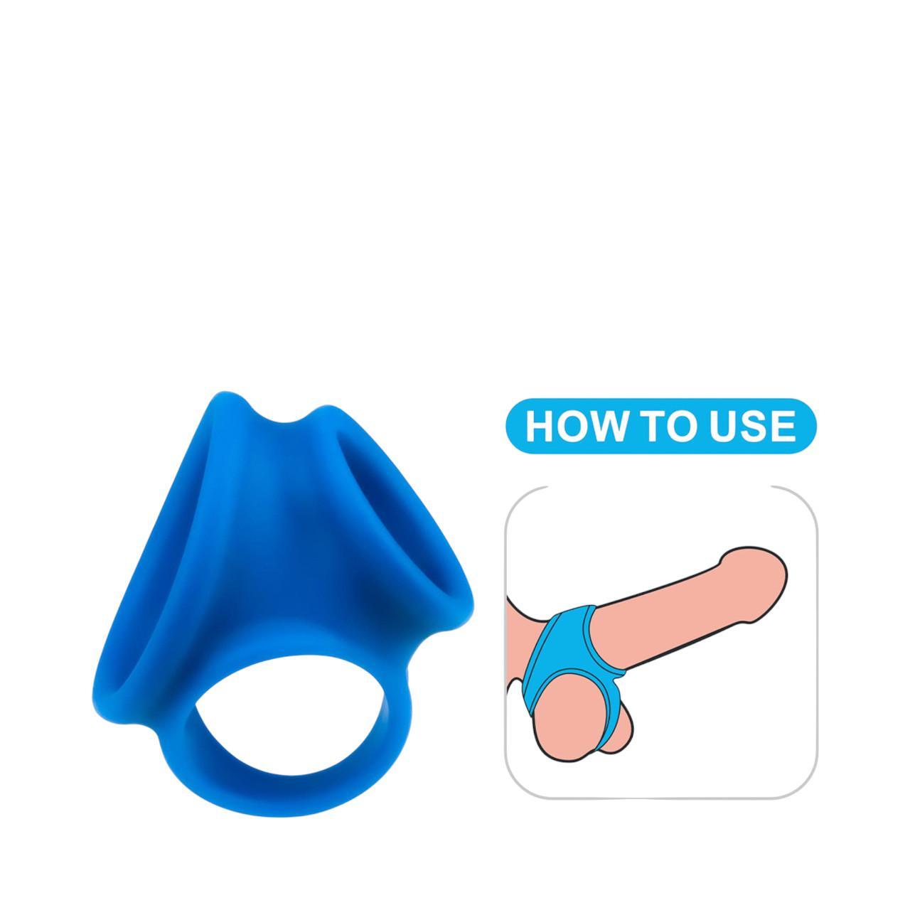 Pierścień erekcyjny wykonany z silikonu- trzy otwory dla stymulacji członka i jąder