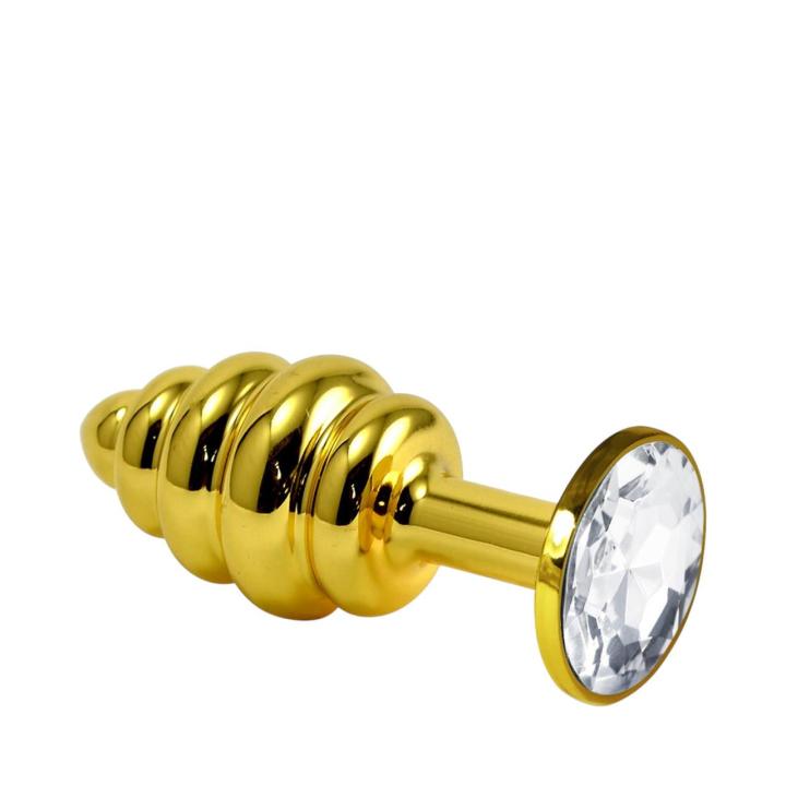 Luksusowy spiralny korek analny z kryształkiem- 2,9cm