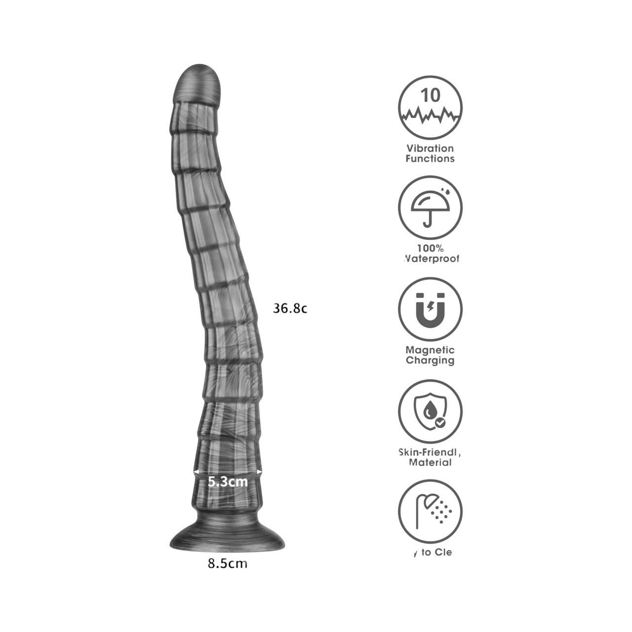 Ekstremalnie długi elastyczny wibrator - 36,8cm
