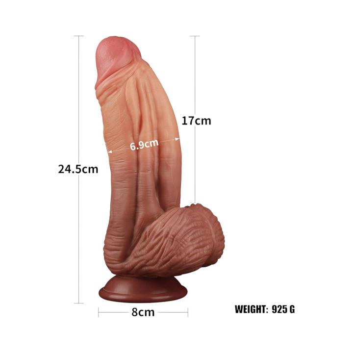Duże realistyczne dildo z przyssawką o nietypowej strukturze- 25,4cm