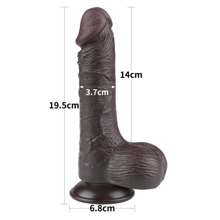 Realistyczne dildo z przyssawką i jądrami z ruchomą skórką- 19,5cm