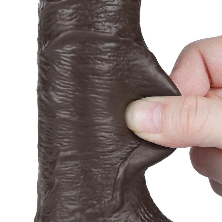 Realistyczne dildo z przyssawką i jądrami z ruchomą skórką- 19,5cm