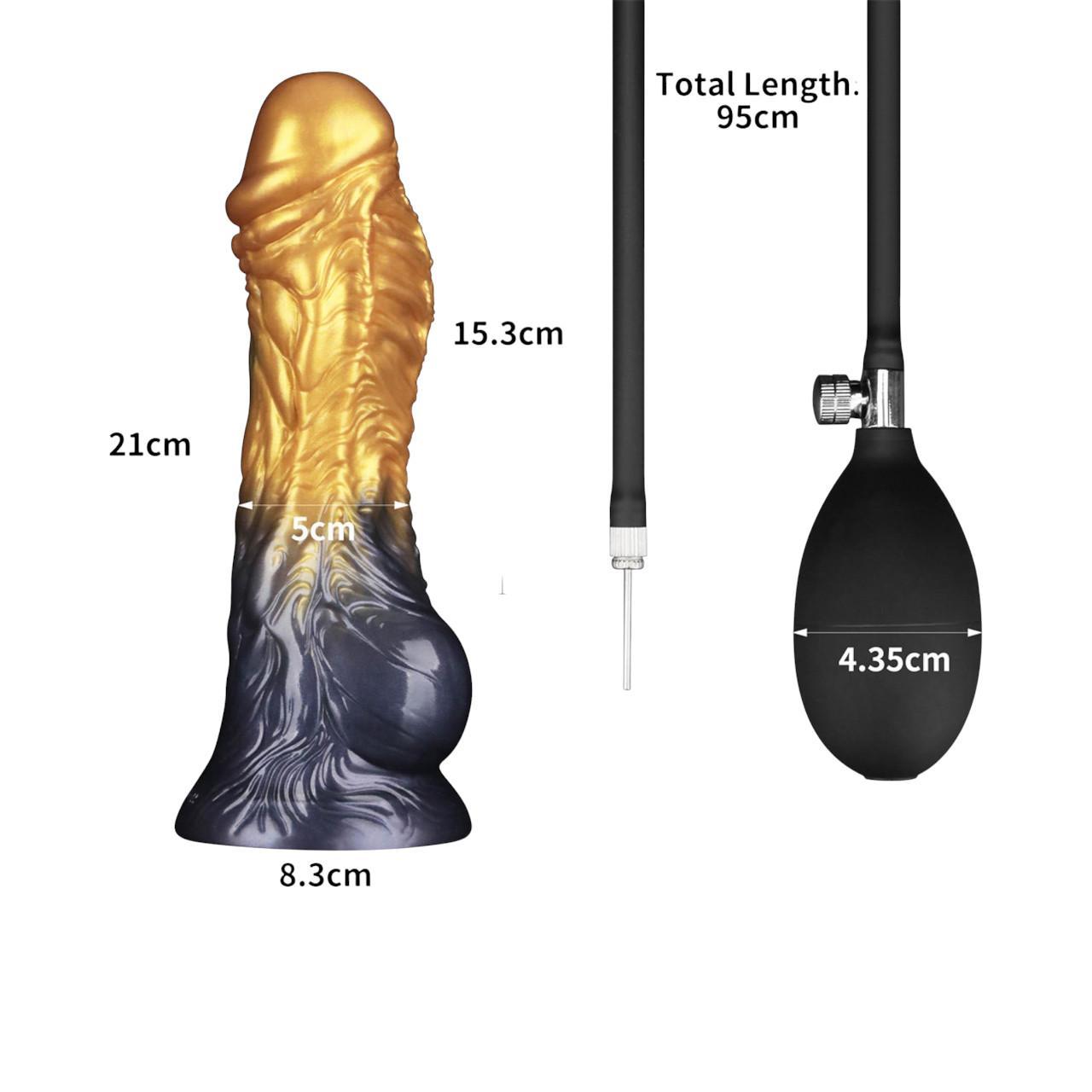 Ekskluzywne pompowane dildo z mocną przyssawką - 20,3cm