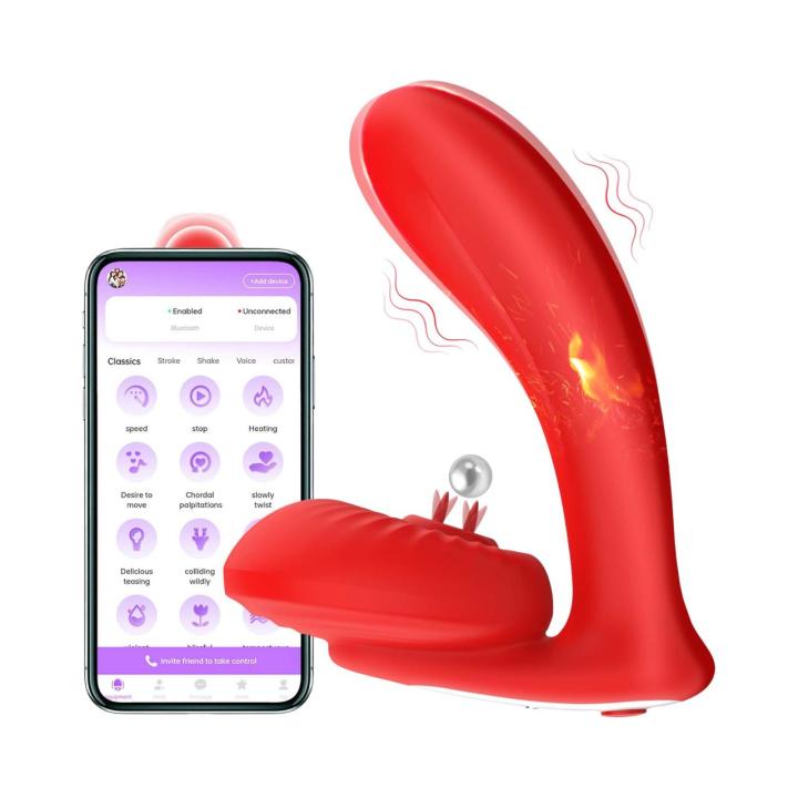Wielofunkcyjny wibrator z funkcją lizania i podgrzewania,  sterowany przez aplikację