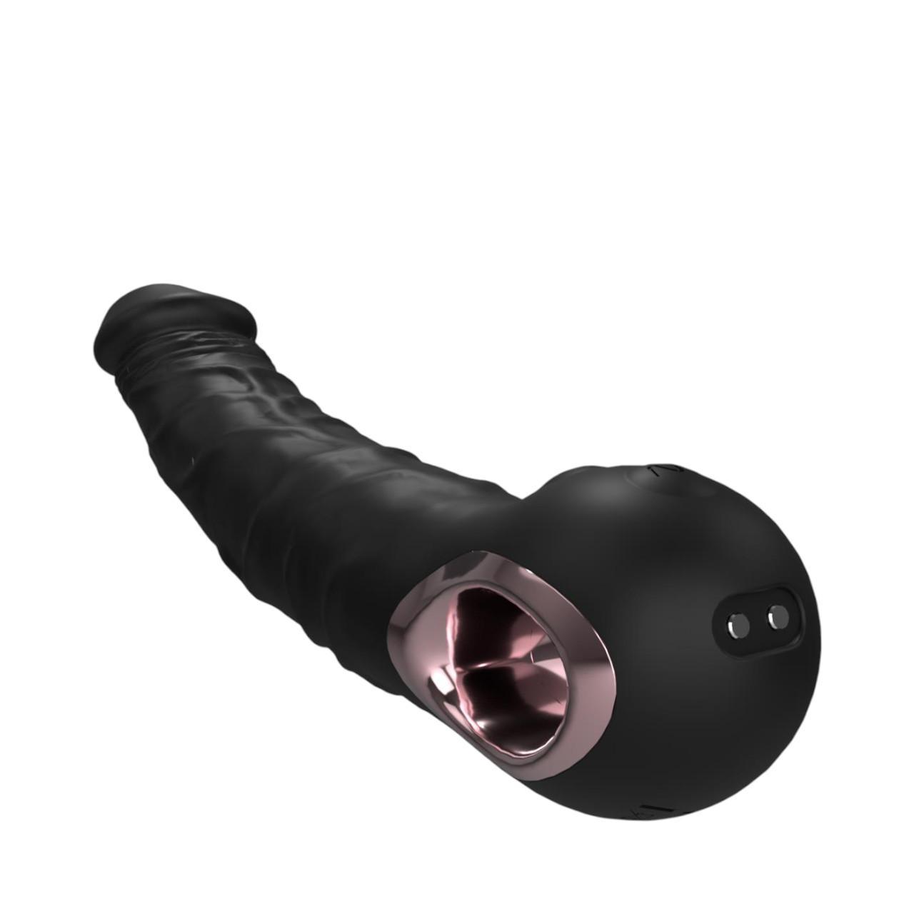 Czarny elegancki, realistyczny wibrator z miękkiego silikonu- 10 trybów wibracji
