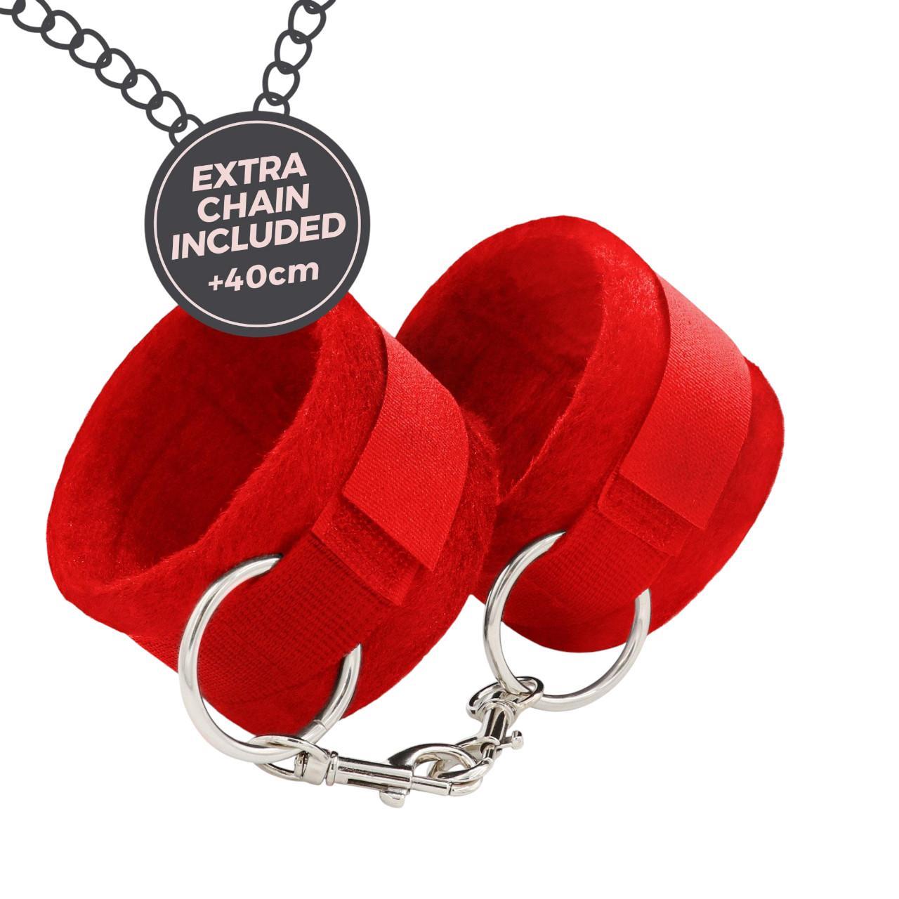 Zmysłowy Zestaw dla Par : miękkie kajdanki, opaska na oczy i truskawkowy wodny lubrykant 50 ml.