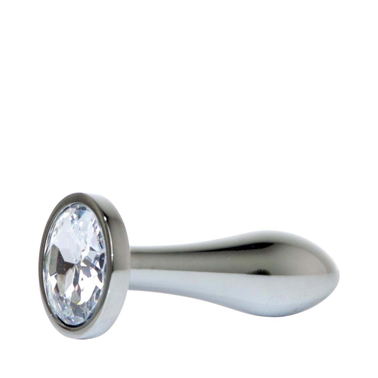 Długi korek analny ze stali nierdzewnej z diamencikiem S-L